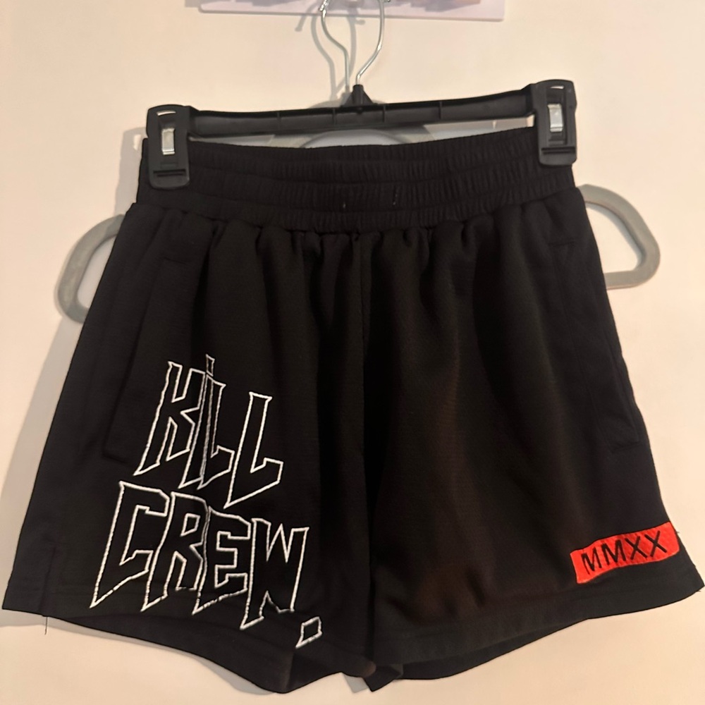 Kill Crew Women's Black Athletic Shorts with Red Patch